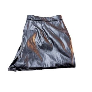 Halston Ankle Length Straight Leg Black Faux Leather Pants SZ XL